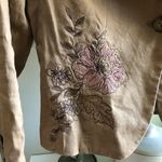 Apt. 9 Vintage Y2K  Embroidered Rose Linen Blend Tan Blazer Jacket Size 10 Photo 1