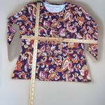 J. McLaughlin  Paisley Shirt Stretch Pullover Made in‎ USA 3/4 Sleeve Sz Large Photo 3
