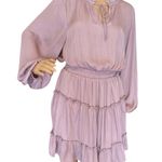 Glam Boho Ruffled Ballon Long Sleeve Mini Dress Blush Pink Size Large Photo 0