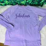 Isaac Mizrahi “Fabulous” long sleeve graphic purple sweatshirt / top S Photo 1