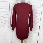 EXPRESS  Metallic Shimmer Knit Balloon Sleeve Sweater Dress Burgundy Red Small Photo 3