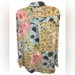 Rose + Olive  Floral Blouse Size Medium Pink Yellow Green Photo 1