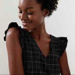 Loft  NWT Black Windowpane Plaid Flutter Sleeve Shift Mini Dress 16 Plus $89 Photo 2