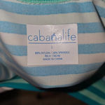 NWOT Cabana Life Green White Striped‎ Zipper Rashguard Long Sleeve Shirt Large Photo 3
