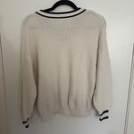 Hollister  Classic White Navy Trim Cable Knit V-Neck Sweater Women’s Small VTG Photo 6