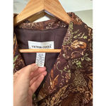 Victor Costa Beaded Blazer Size 12 Brown Green Floral Metallic Statement Jacket Photo 2