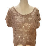 American Rag Cie Women's Beige Crochet Lace Cropped Top Size M NWT Photo 0