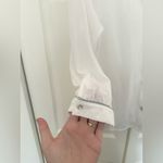 Eberjay Eberjey Cotton Blend White Gray Piping Mother of Pearl Button Down Size Small Photo 4