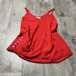 Zenana  large Women’s Bright Red Tank Top Dress Shirt Button Up detail v neck Photo 1