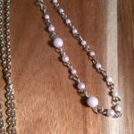 Artistic Pink Crystal and Pink Bead Rose Gold Tone Pendant Necklace Photo 4
