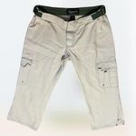 Y2k 2000s Spacegirls creme and green cargo capri pants size 3 White Photo 0