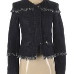 Banana Republic  Tweed Linen Fringe Blazer Womens 2 Academia Corpcore Retro Glam Photo 0