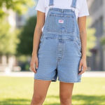 Old Navy  Vintage Y2K Denim Overall Shorts Bibs Womens Medium Blue Jean Country Photo 0