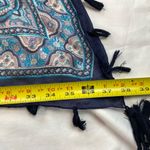 Lola + Kenni New Silk Scarf Blue Paisley and Floral,‎ 38” Square Tassles Photo 4
