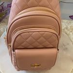 NWT SUGU Emma Diamond Quilted Triple Compartment Crossbody Sling Bag Pink Photo 4