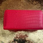 Wallet Faux Leather Croc Print Effect Red Double Zipper Photo 0