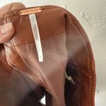 Free People  Faux Leather Belted Mini Skirt Brown Size 2 Boho Festival Western Photo 4