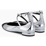 Stuart Weitzman  Eden Ballet Flats Silver Black Leather Cross-Strap US 8 NIB Photo 5