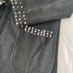 SheIn Grey Open Placket Coat With Pearl Beaded Detail Photo 3