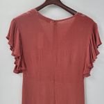 Francesca's Blue Rain Womens Dress M Orange Rust Embroidered Trim Ruffle Sleeve Boho NEW Photo 3