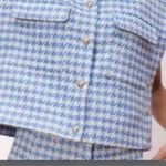 ZARA ‎ Blue and White Tweed Vest small Photo 1