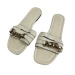 ZARA ‎ Women's Chain Detail Slide Sandals Ivory/Cream Chic Summer Shoes Size 6 Photo 0
