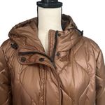 Sam Edelman | Women's Brown Bronze Cinch Waist Quilted Puffer Hooded Jacket Sz L Photo 1