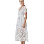 Endless Rose NWT Anthropologie  Lace Short Sleeve Midi Dress White Size S Photo 2