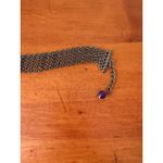 Silver Tone Mesh Chain Bracelet With Purple Bead Extender with Lobster Clasp Photo 4