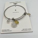Unwritten  Pave Initial E Disc Bangle Bracelet in Silver MSRP $55 NWT Photo 1