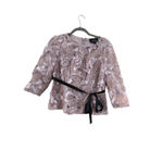 Alex Evenings Women's  Pink Floral Sequin Blouse with Black Belt M Photo 1