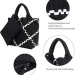 Ahdorned Black White Lily Woven Neoprene Large Tote With Pouch Purse Shoulder Bag Photo 5