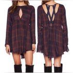Free People  Swing Me Baby Navy and Rust Plaid Mini Dress Medium Photo 1