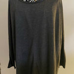 ZARA  W&B Collection Black Leather Collar Gray Dolman Top Back Zip size large Photo 0