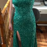 Scala Green One Shoulder Prom Dress Photo 0