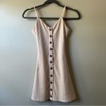 Privacy Please  Neutral Beige Ribbed Mini Dress with Tortoise Buttons Size XXS Photo 1