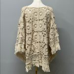 Raga  Crochet Fringe Poncho The Betsy Festival Boho Indie Cottage Size Small Photo 5