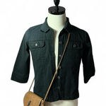 Westbound Petites Jacket Small Black Cotton 3/4 Sleeve Button Front Photo 0