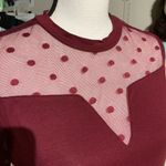 SheIn Burgundy Mock Neck Blouse Photo 5