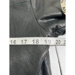 Brandon Thomas Black Leather Long Jacket Coat Womens Size L Button Front Collar Size L Photo 4