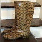 Coach Signature C Tan and Brown Rain Boots Size 8 Photo 0
