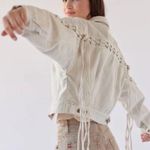Urban Outfitters White BDG Samarria Laced Fringe Denim Trucker Jacket Photo 2
