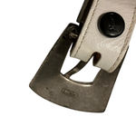 Vintage 1990s cowboy belt top grain white leather belt snap Photo 5