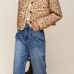 7 For All Mankind  Quilted Cropped Floral Mustard Yellow Jacket Size XS Photo 0