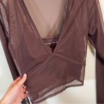 Abercrombie & Fitch ✨  Long-Sleeve V-Neck Mesh Top Brown Small Photo 6