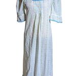 Vtg 1970s White Blue Ditsy Flower Print Prairie Cottage Lightweight Maxi Dress 6 Photo 1