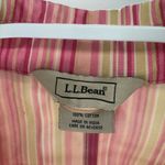 L.L. Bean Pink green Striped Women's Jacket shacket L 100% cotton chore coat Size L Photo 14