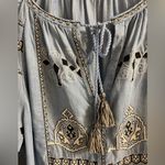 ZARA  TRF collection denim shirt dress embroidered tribal southwestern Small Photo 9