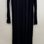 Theory  Long Maxi Cardigan Navy Wool Silk Trim Open Front Sweater Small Photo 0