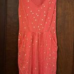 Boden Melinda Coral w/Gold Polka Dots Jersey Dress 2P Photo 1